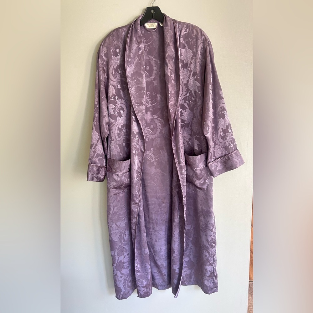 VINTAGE 80S VICTORIA’S SECRET Gold Label Silky Satin Floral Jacquard Robe | Sz S - Picture 3 of 16